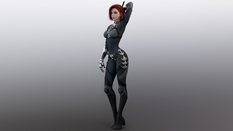 Female Character in Suit — Gray