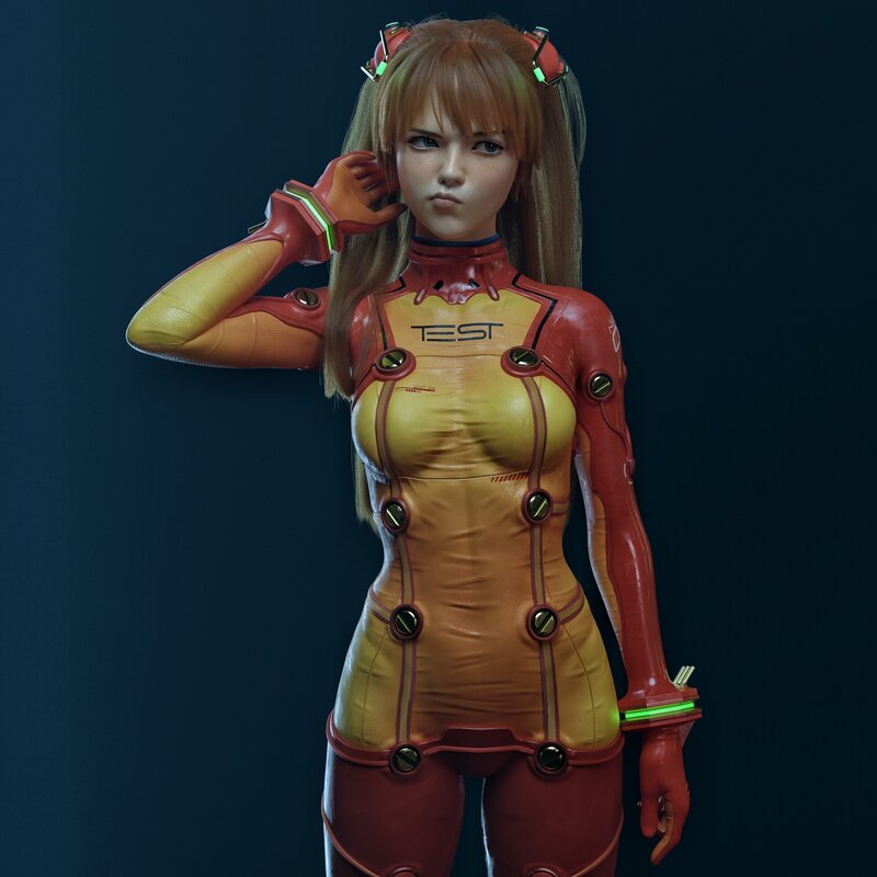 Female Character in Suit — Red