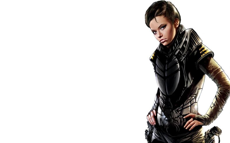 female character in tactical gear