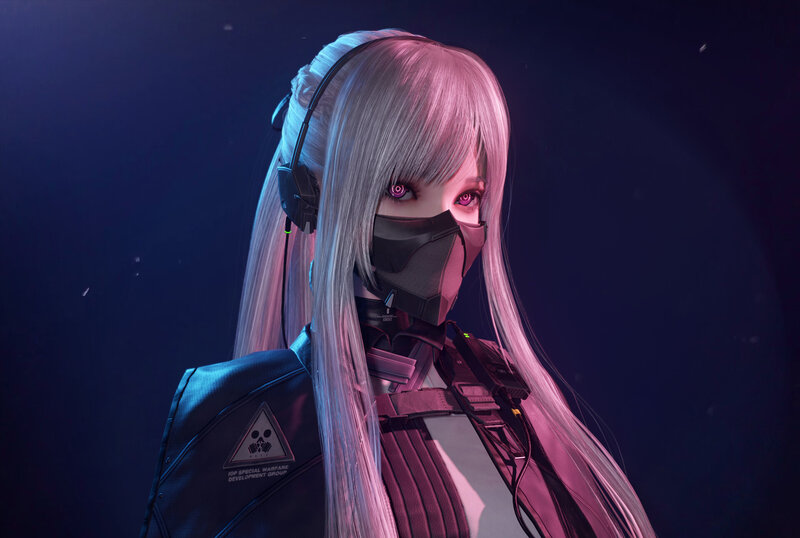 Female Character in Tactical Gear — Blue