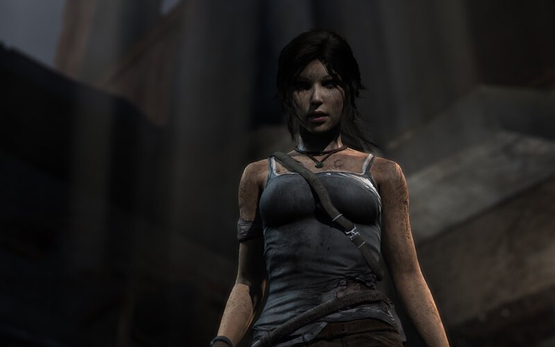 Female Character in Tank Top — Gray, Dramatic