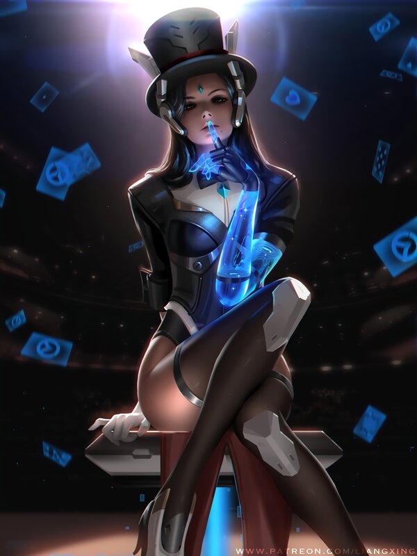 Female Character in Top Hat — Blue