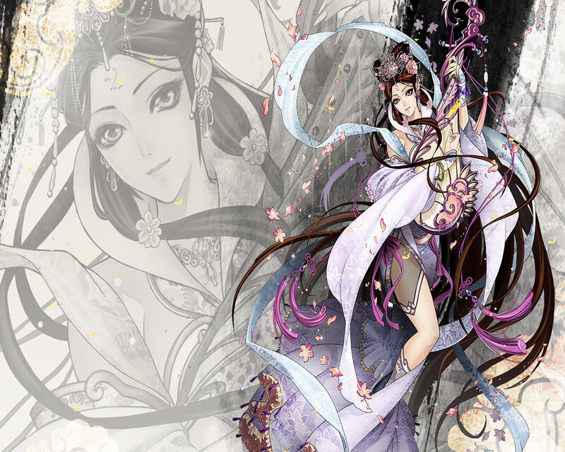 Female Character in Traditional Attire — Purple
