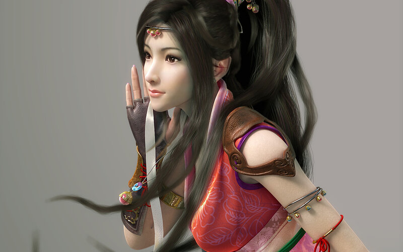 Female Character in Traditional Attire — Red
