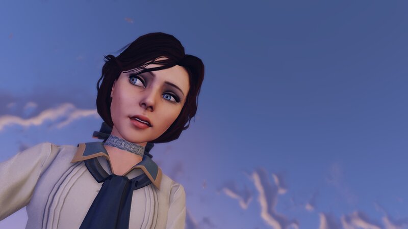 Female Character in Uniform — Blue, Serene, Sunset
