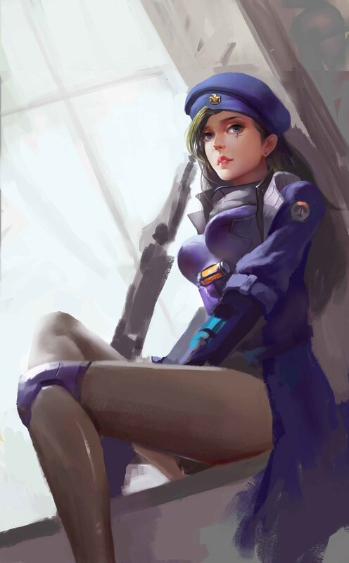 Female Character in Uniform — Purple