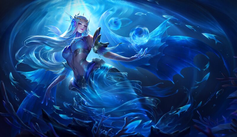 Female Character in Water — Blue, Dramatic
