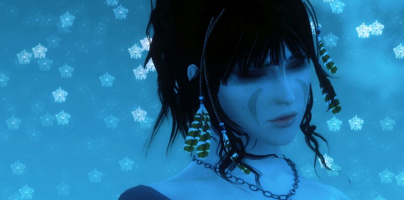 Female Character in Water — Blue, Serene, Winter