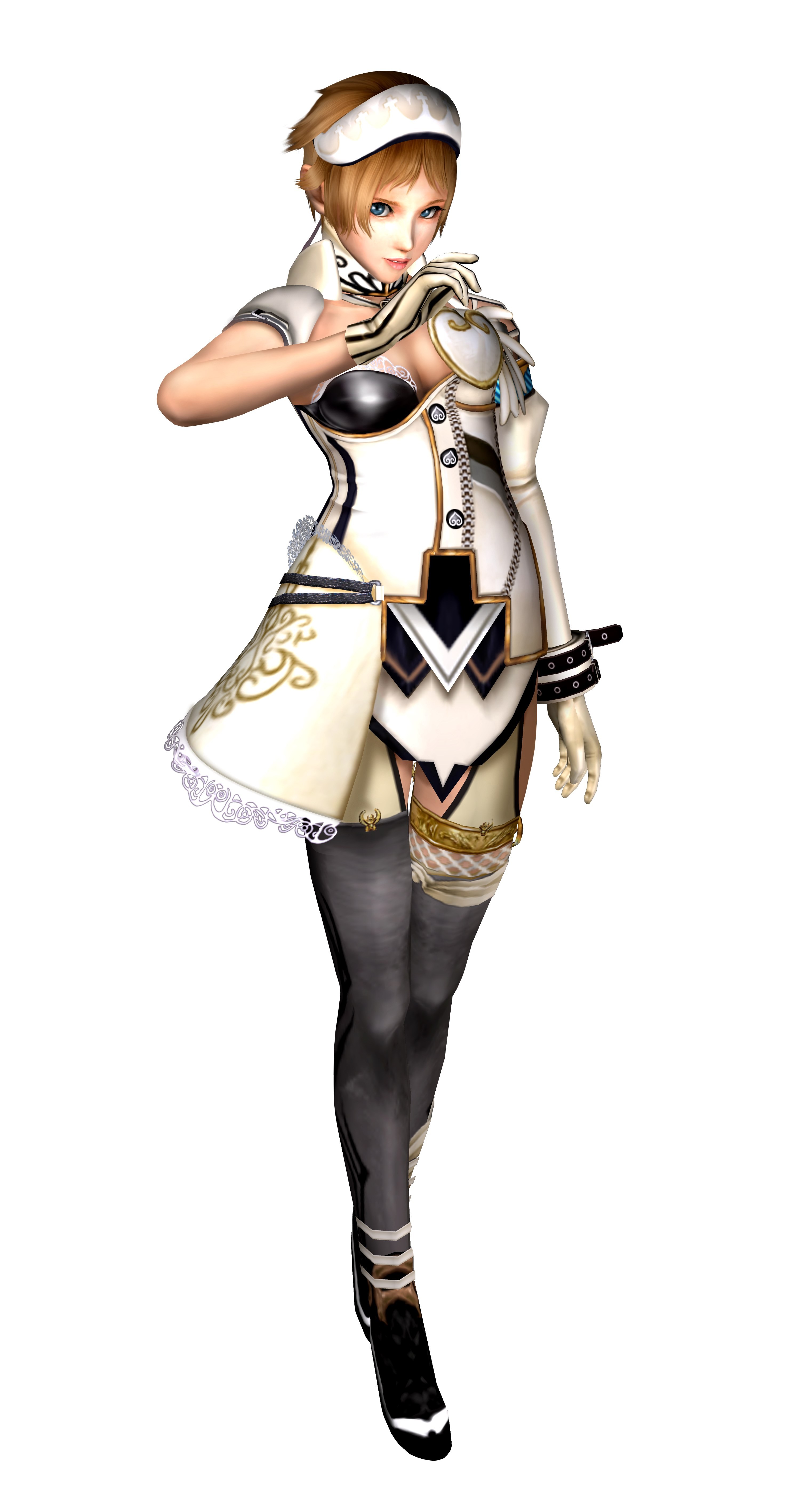 female character in white armor