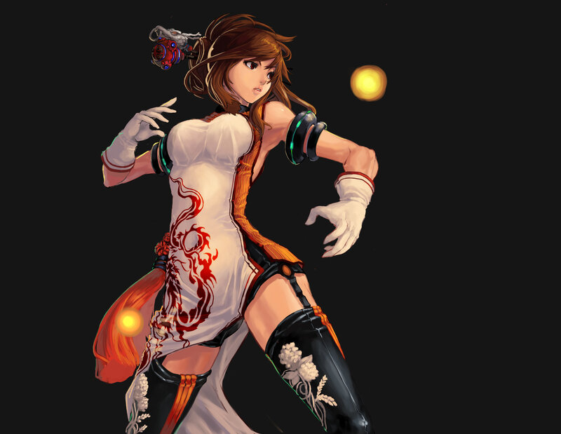 Female Character in White Dress — Black, Dynamic