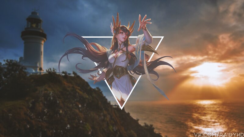 Female Character in White Dress — Blue, Dramatic, Sunset