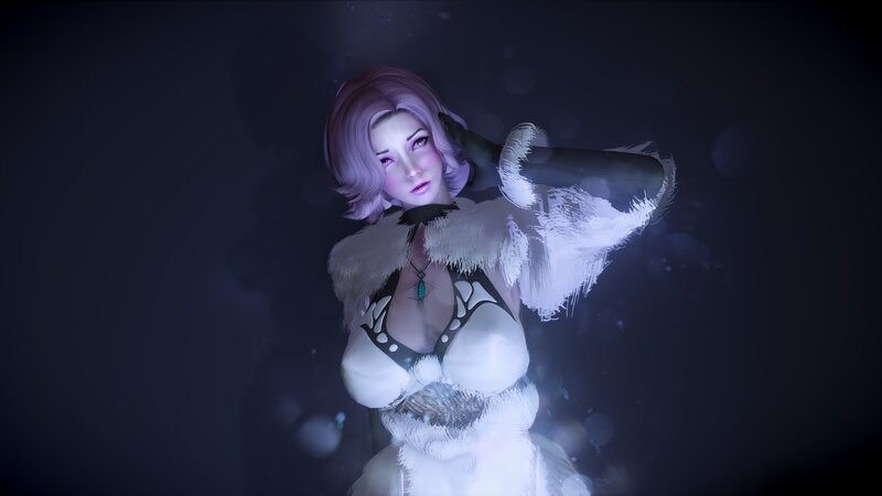 Female Character in White Outfit — Dramatic, Night