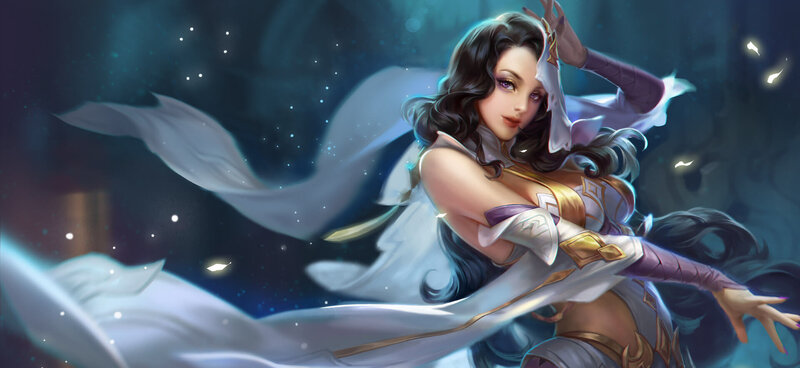 Female Character in White Robe — Dramatic