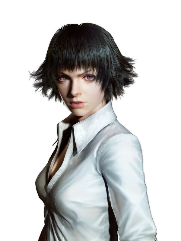 female character in white shirt