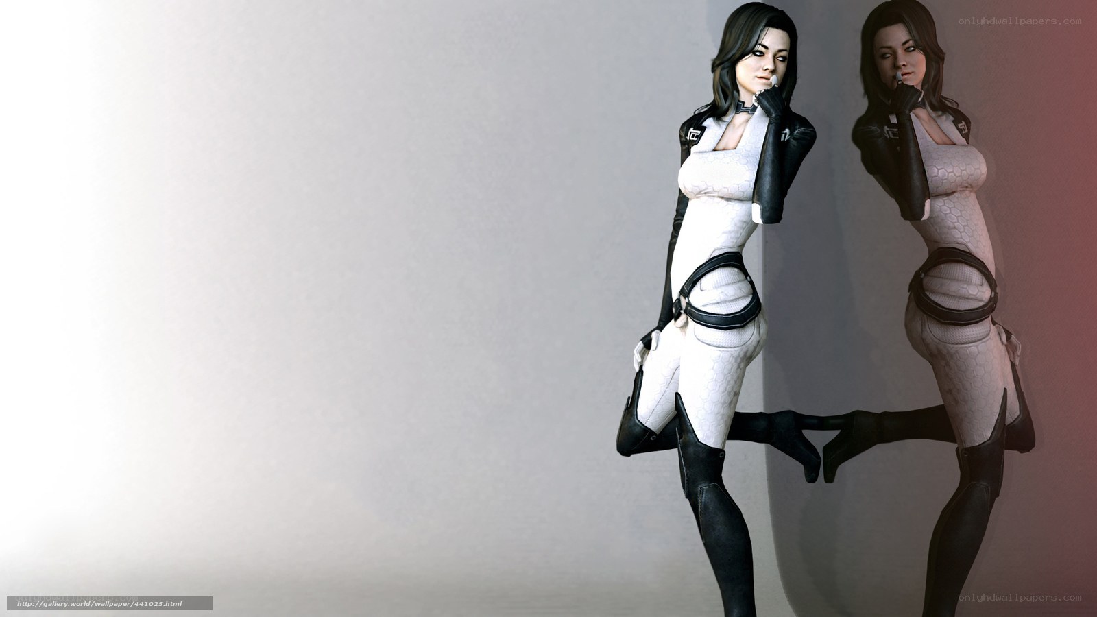 female character in white suit
