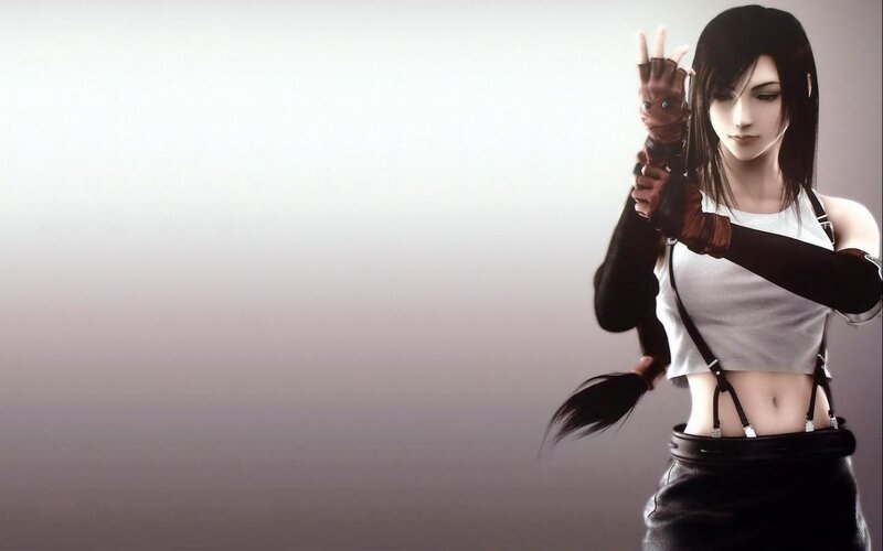 Female Character in White Top — Gray, Serious