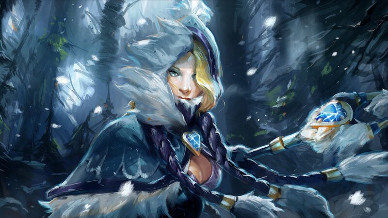 Female Character in Winter Coat — Blue, Dramatic