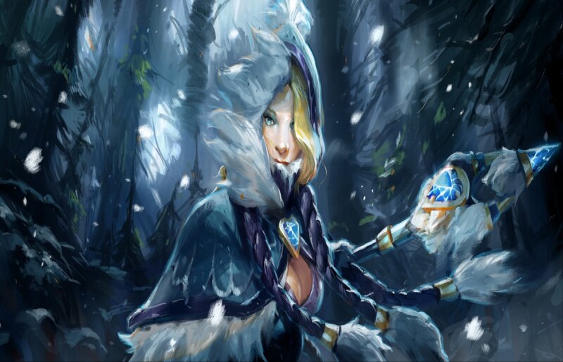 Female Character in Winter Coat — Blue