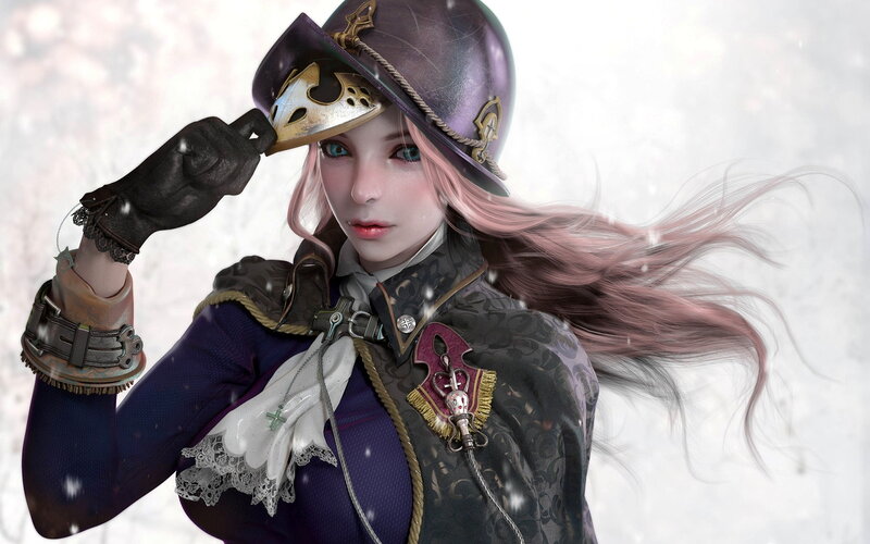 Female Character in Winter — Purple