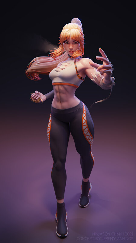 Female Character in Workout Gear
