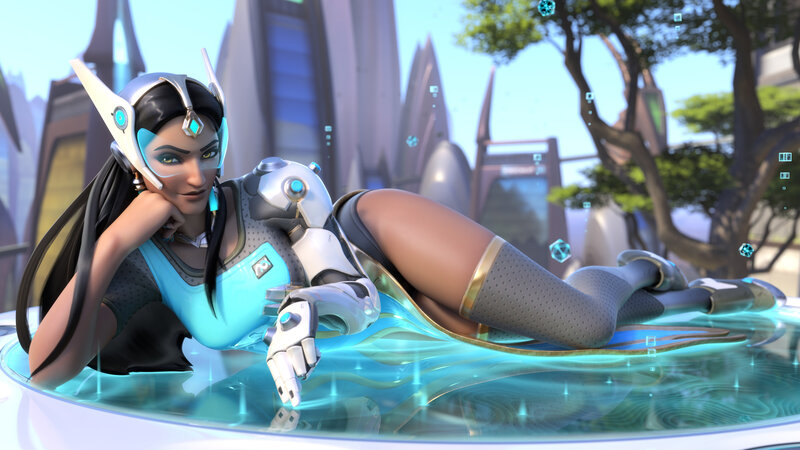 Female Character Lying Down — Blue, Calm