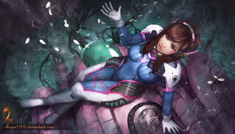Female Character Lying Down — Blue