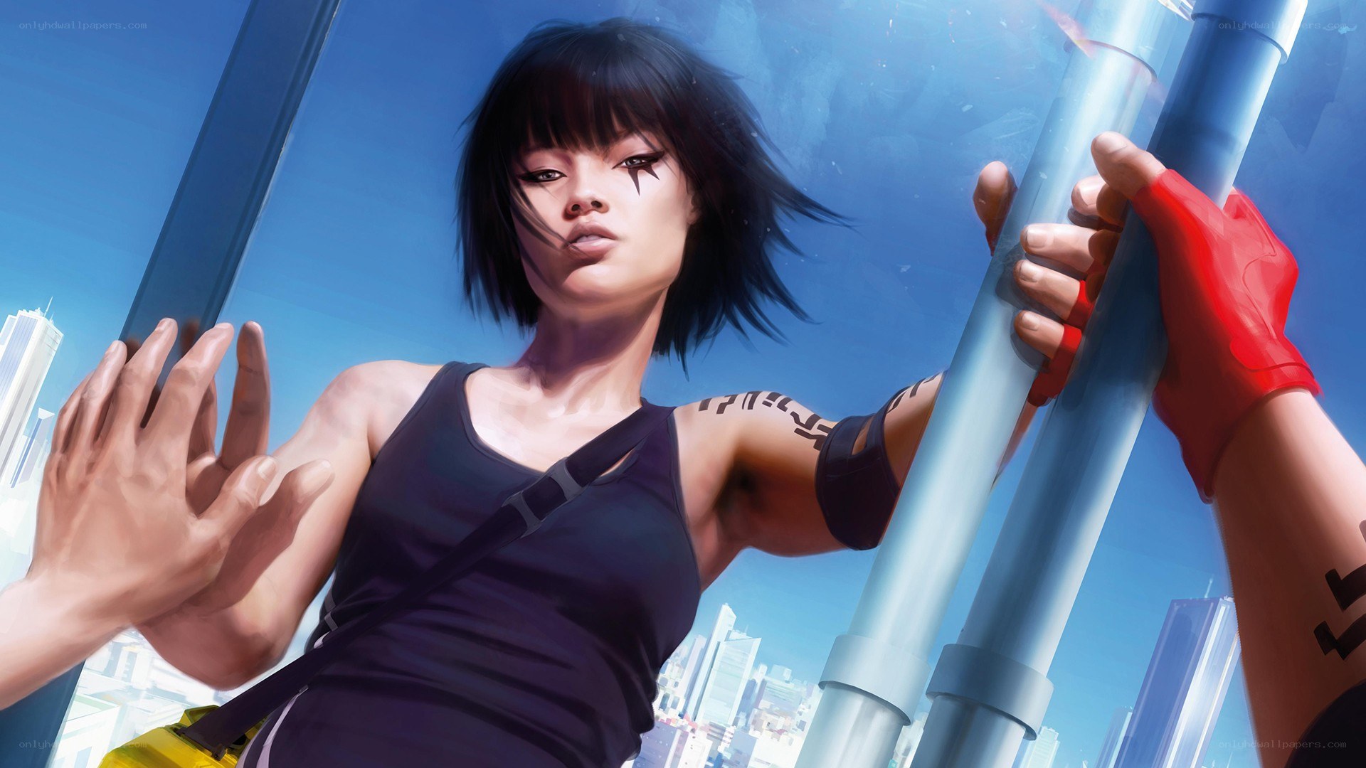 female character on a pole