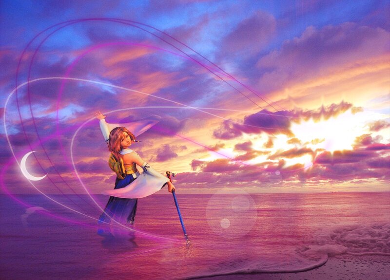 Female Character on Beach — Purple