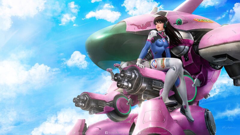 Female Character on Mech — Pink