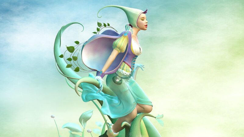 Female Character on Plant