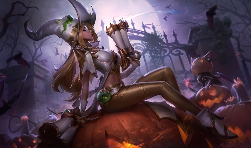 Female Character on Pumpkin — Purple