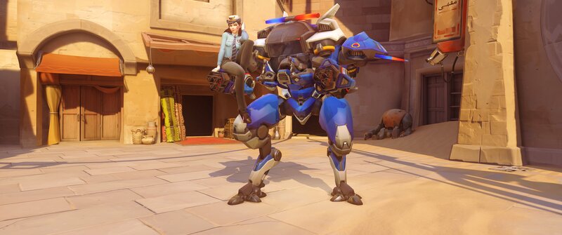 Female Character on Robot — Blue