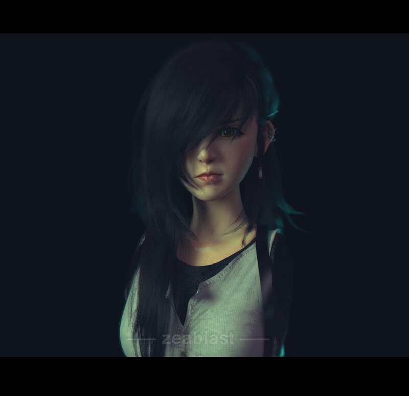 Female Character Portrait — Black, Dramatic