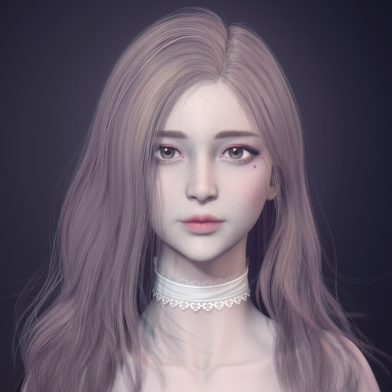 Female Character Portrait — Purple, Neutral