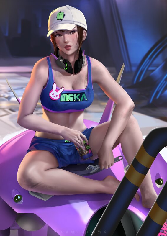 Female Character Sitting — Purple