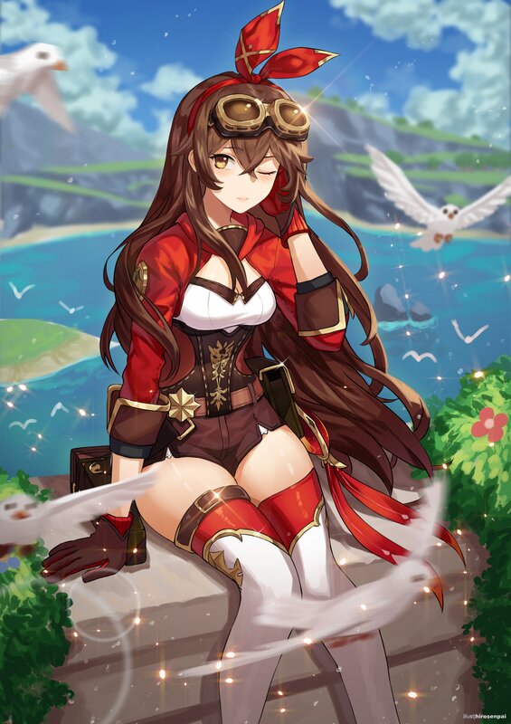 Female Character Sitting — Red