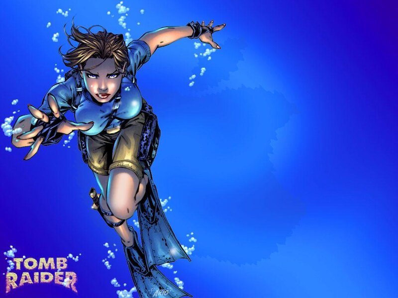 Female Character Swimming — Blue, Action