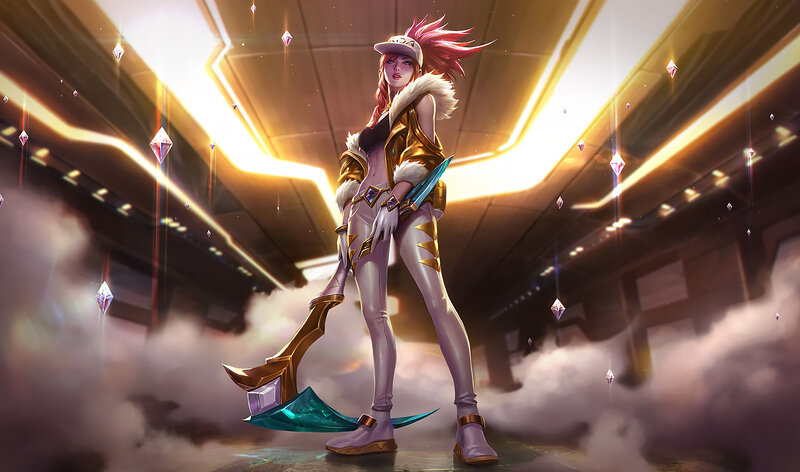 Female Character with Axe — Purple, Dramatic