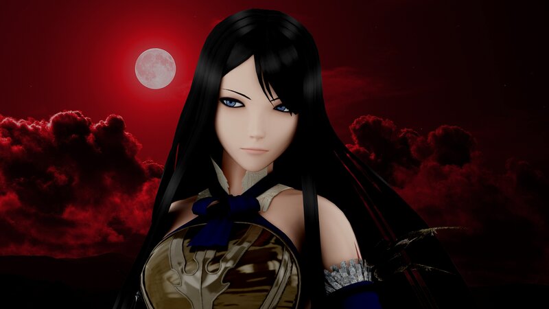 Female Character with Black Hair — Red