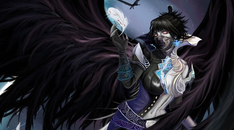 Female Character with Black Wings — Dramatic