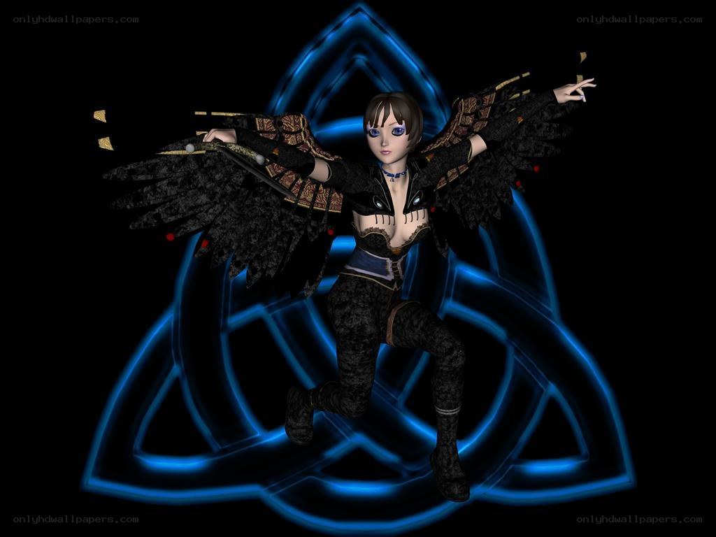 female character with black wings