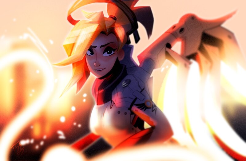 Female Character with Blonde Hair — Orange