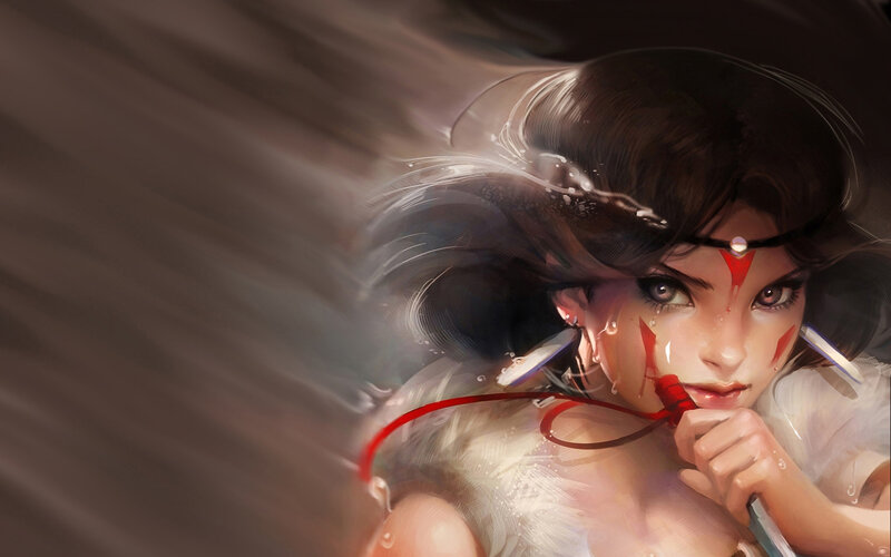 Female Character with Blood — White