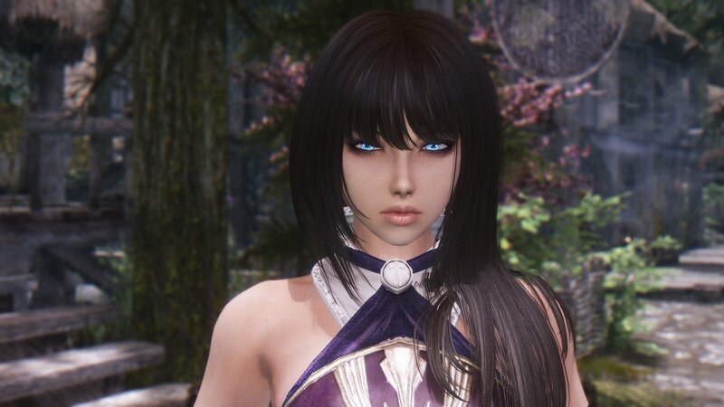 Female Character with Blue Eyes — Black, Calm
