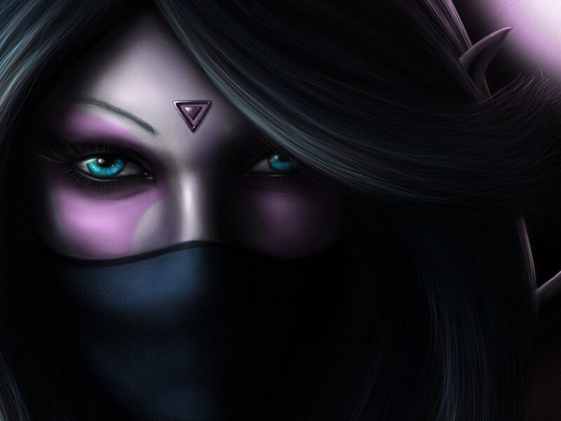 Female Character with Blue Eyes — Black