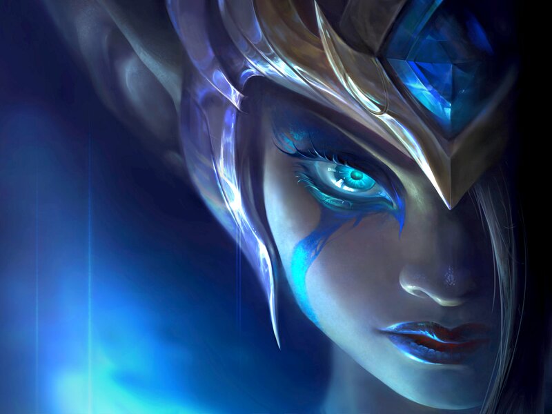 Female Character with Blue Eyes — Dramatic, Digital Art, Blue Gem