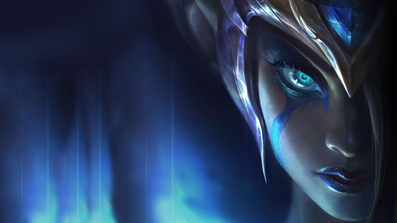 Female Character with Blue Eyes — Dramatic, Digital Art, Blue Light