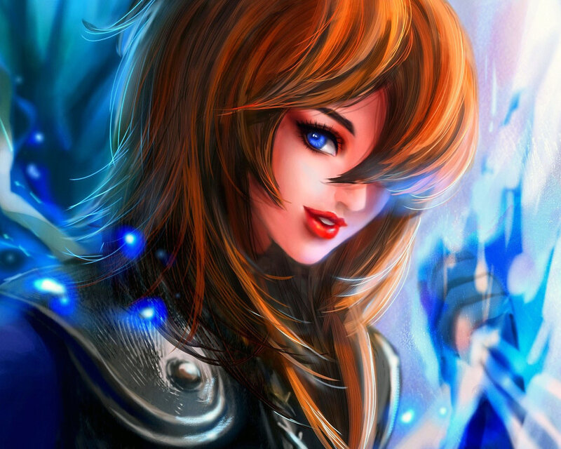 Female Character with Blue Eyes — Orange