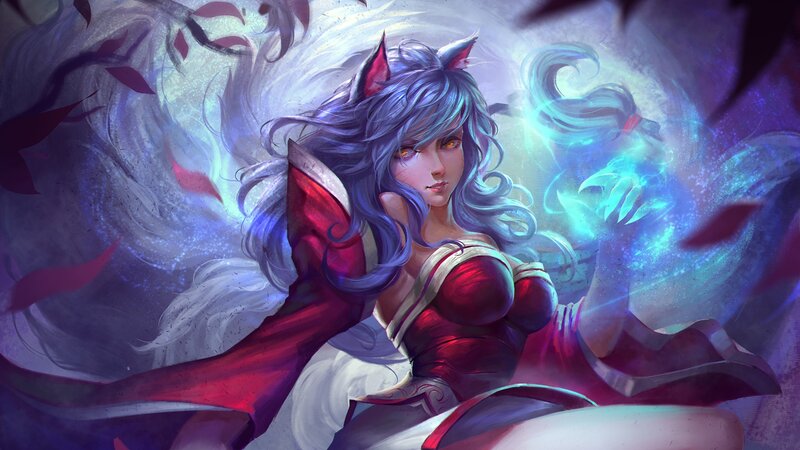 Female Character with Blue Hair — Dramatic, Digital Art, Cat Ears