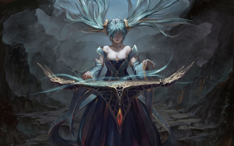 Female Character with Blue Hair — Dramatic, Digital Art, Long Hair
